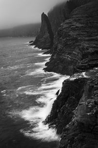 Scenic view of rocks in sea against sky