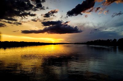 Scenic view of lake during sunset