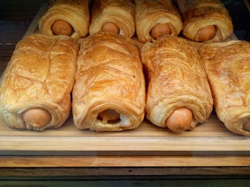 High angle view of bread on table