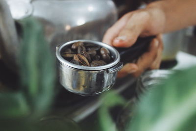 Close-up of person preparing food