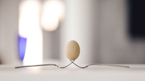 Egg on fork at home