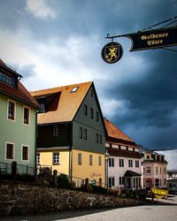 Low angle view of buildings against sky