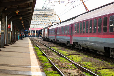 Train on railroad station