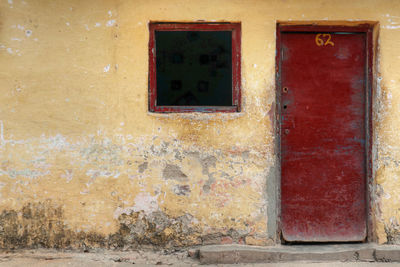 Closed door of old building