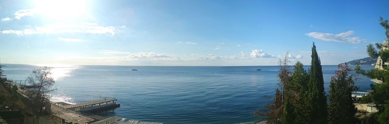 Scenic view of calm sea against clear sky