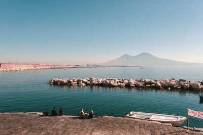 Scenic view of sea against clear sky