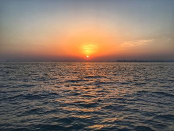 Scenic view of sea against sky during sunset