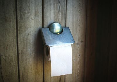 Close-up of old door handle on wall