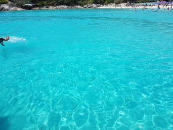 High angle view of swimming pool in sea