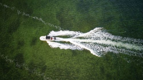 High angle view of boat on water