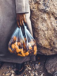 Close-up of man preparing food