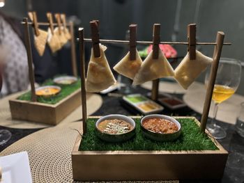 Close-up of food on table