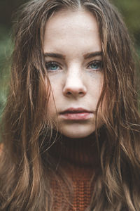 Close-up portrait of a beautiful young woman