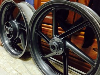 Close-up of tire wheel