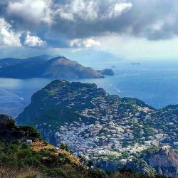 Scenic view of sea against cloudy sky