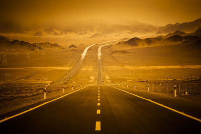 Road winding through mountain in tibet china.