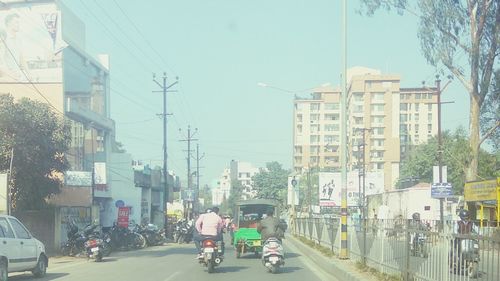 Cars on road in city