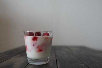Close-up of drink in glass on table
