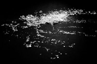 Close-up of splashing water in the dark