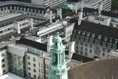 High angle view of buildings in city
