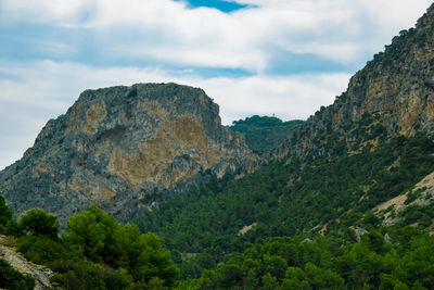 Low angle view of mountains against sky