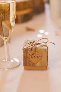 Close-up of wine glass on table