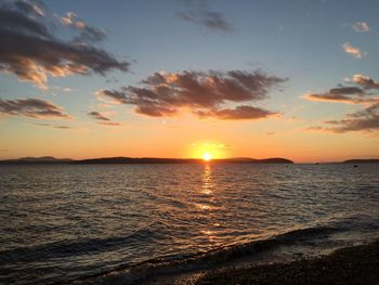 Scenic view of sea at sunset