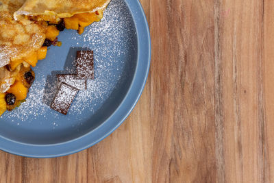 High angle view of food in bowl on table