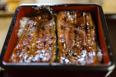 High angle view of food on table