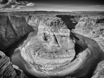 Aerial view of rock formations in canyon