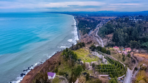 High angle view of beach against sky