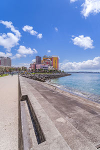Beach coast in the vicinity of the american village in chatan city of okinawa.