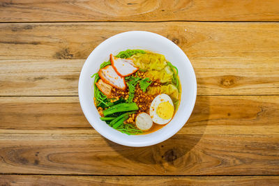 High angle view of meal served in bowl