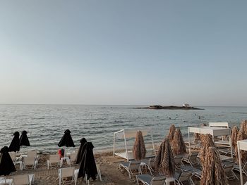 Scenic view of sea against clear sky