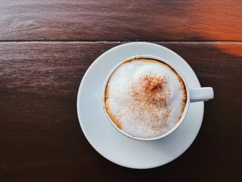 High angle view of coffee on table