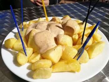 Close-up of served food in plate