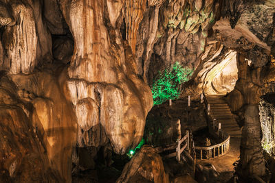 Low angle view of rock formation in cave