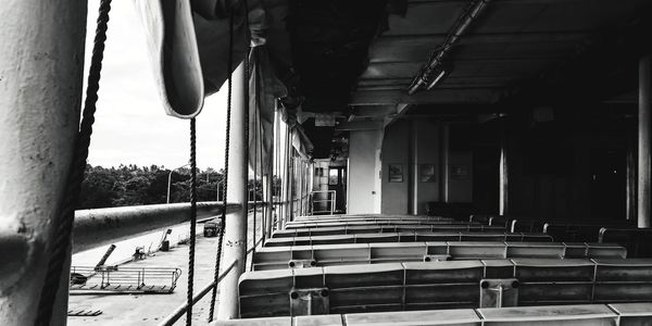 Empty benches in building