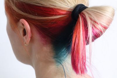 Close-up of woman with highlighted hair