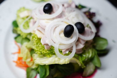 High angle view of meal served in plate