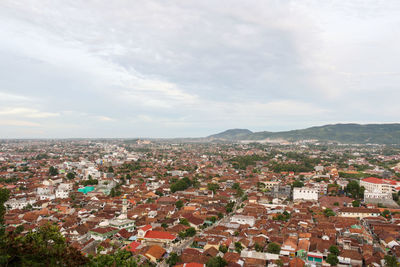 High angle view of townscape against sky