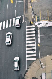 High angle view of cars on road