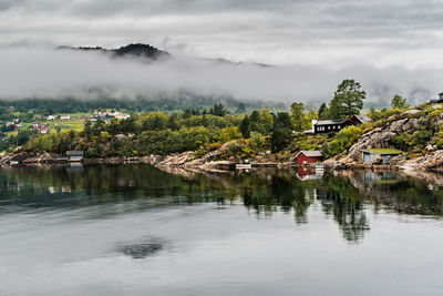 Scenic view of lake against sky