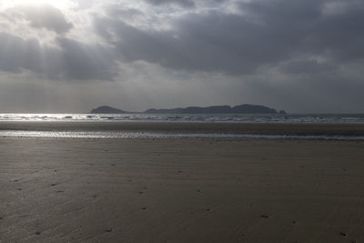 Scenic view of beach against sky