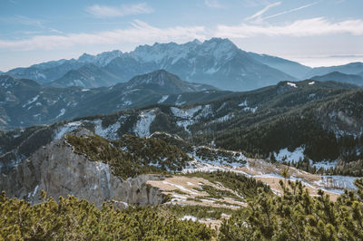 Scenic view of snowcapped mountains against sky on the way to tolsta kosuta