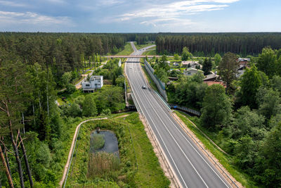 Highway a1 via baltica between vilnius, riga and tallinn, road section next to saulkrasti, latvia