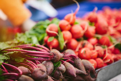 Beets and radish at farmers' market