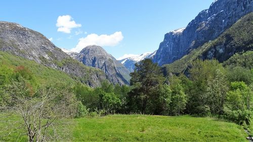 Scenic view of mountains against sky