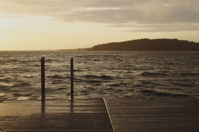 Scenic view of sea against sky at sunset