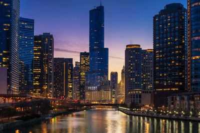 Illuminated city at night